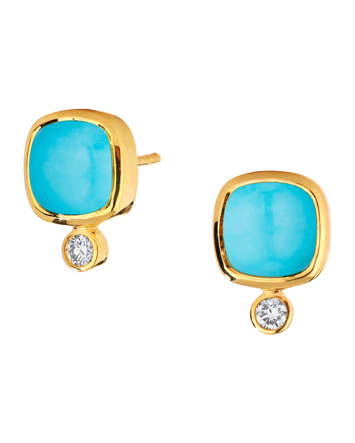 Syna Limited Edition 18k Turquoise Stud Earrings With Diamonds