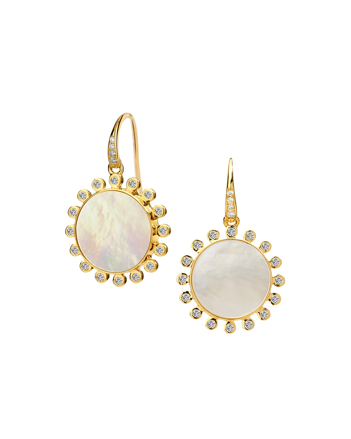 18k Mother-of-Pearl and Diamond Sun Drop Earrings