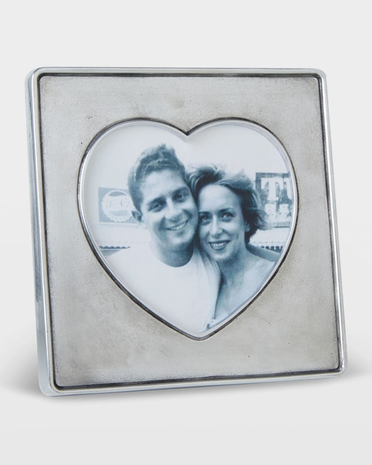 Match Heart In Square Frame In Pewter