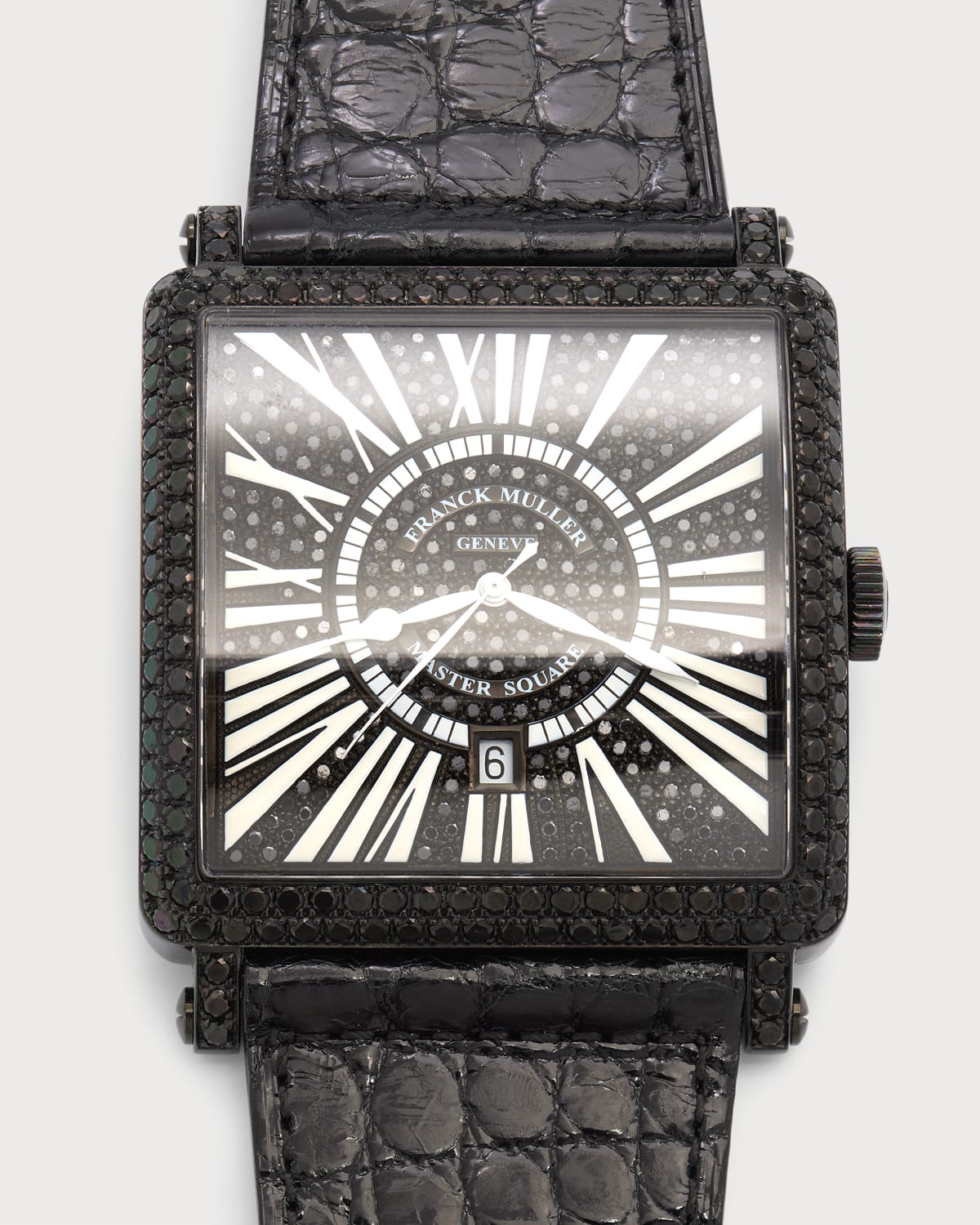 Men's King Master Square Watch with Black Diamonds