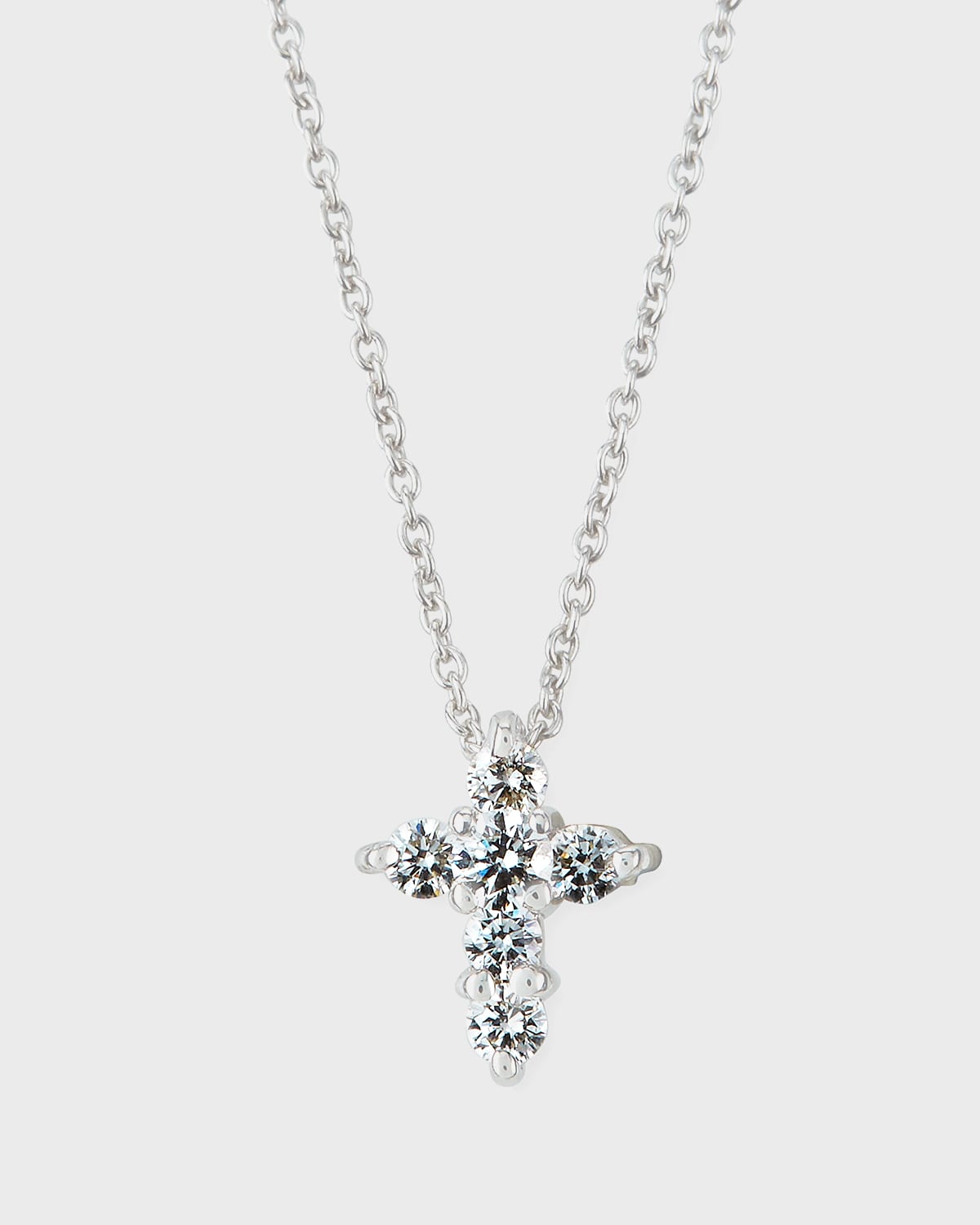 18K White Gold Diamond Large Baby Cross Necklace