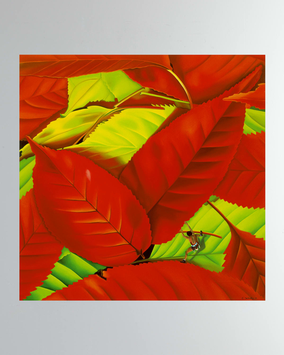 Shop Dechamby Design Feuille Rouge Fine Art Print In Red