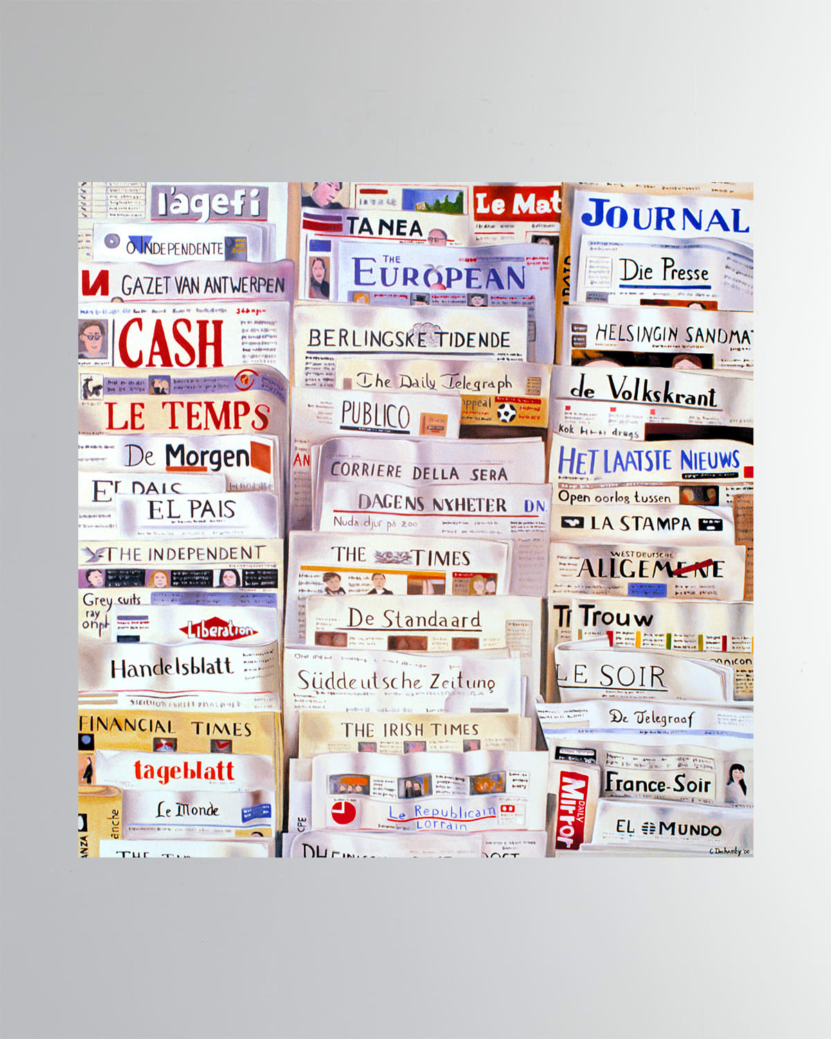 Dechamby Design Newspapers Fine Art Print In Grey