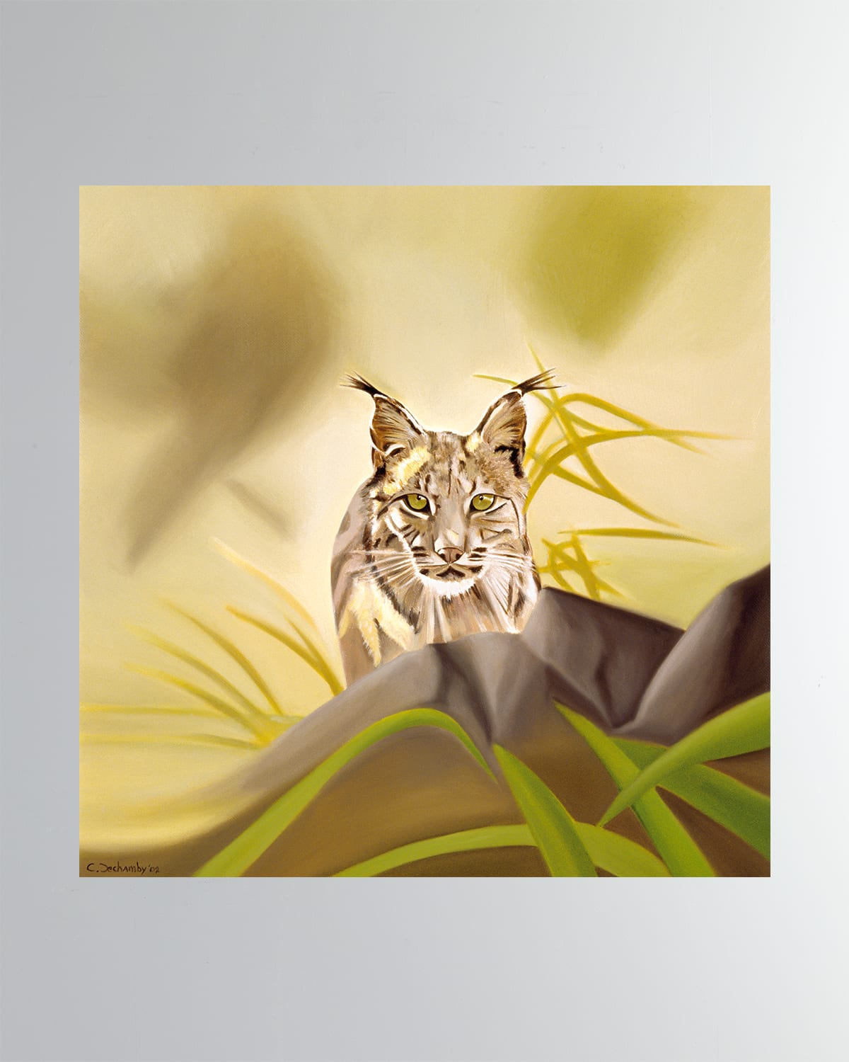 Shop Dechamby Design Lynx Fine Art Print In Beige