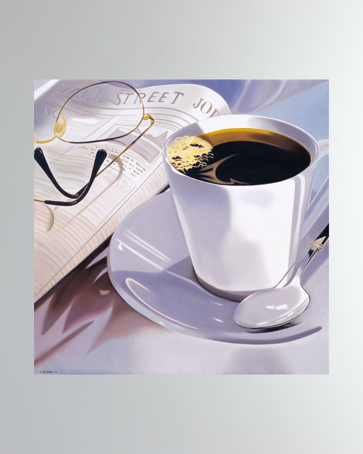 Dechamby Design Le Cafe Fine Art Print In Grey
