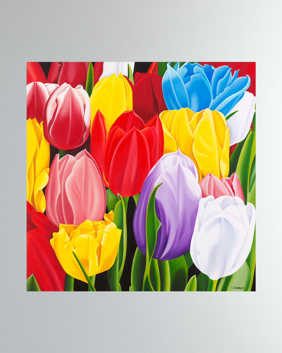 DECHAMBY DESIGN TULIPES MULTICOLORS FINE ART PRINT 