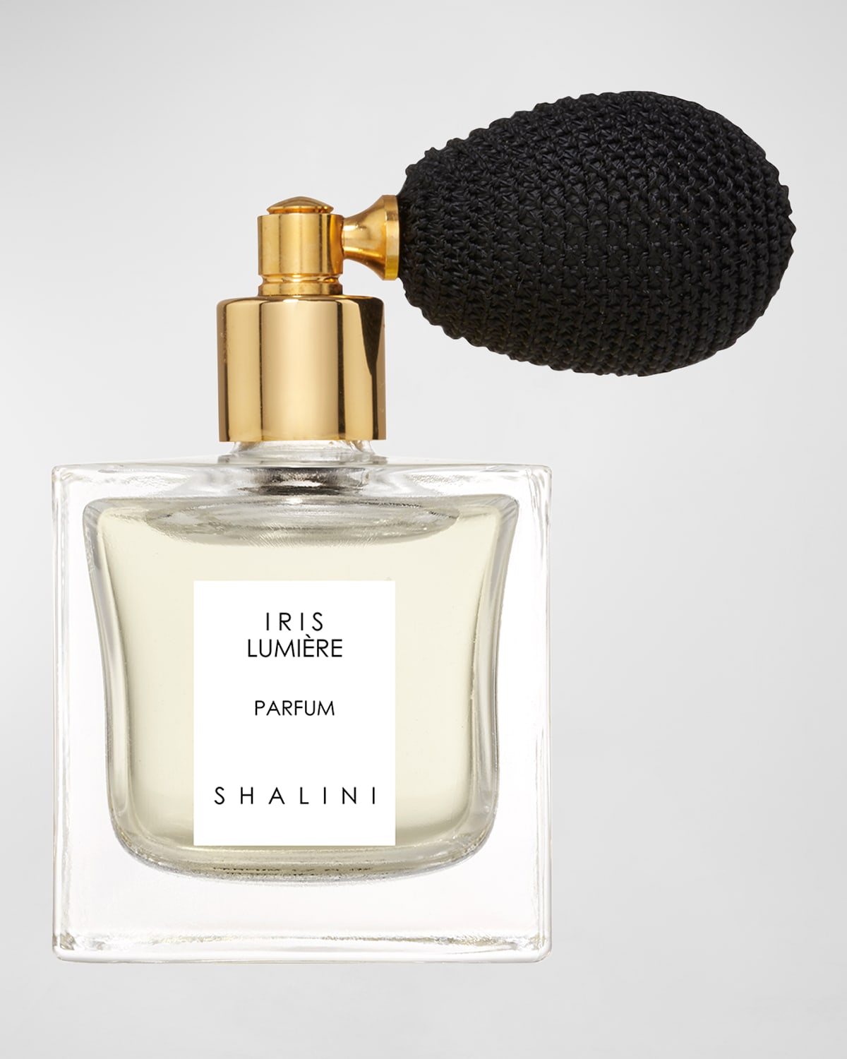 Shop Shalini Parfum Iris Lumiere Parfum In Cubique Glass Bottle W/ Black Bulb Atomizer, 1.7 Oz.