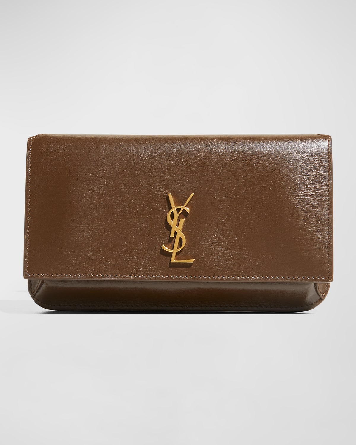 Saint Laurent Ysl Monogram Phone Holder Shoulder Bag In Green Hunting