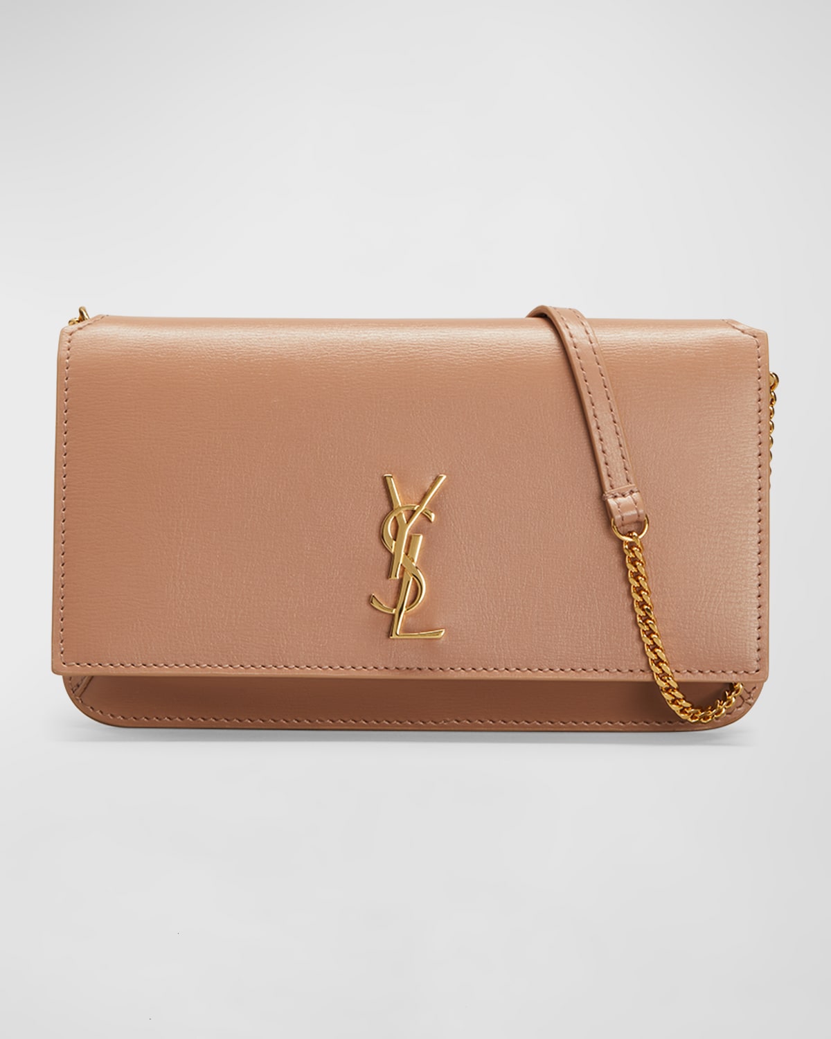 Saint Laurent Ysl Monogram Phone Holder Shoulder Bag In Vintage Peach