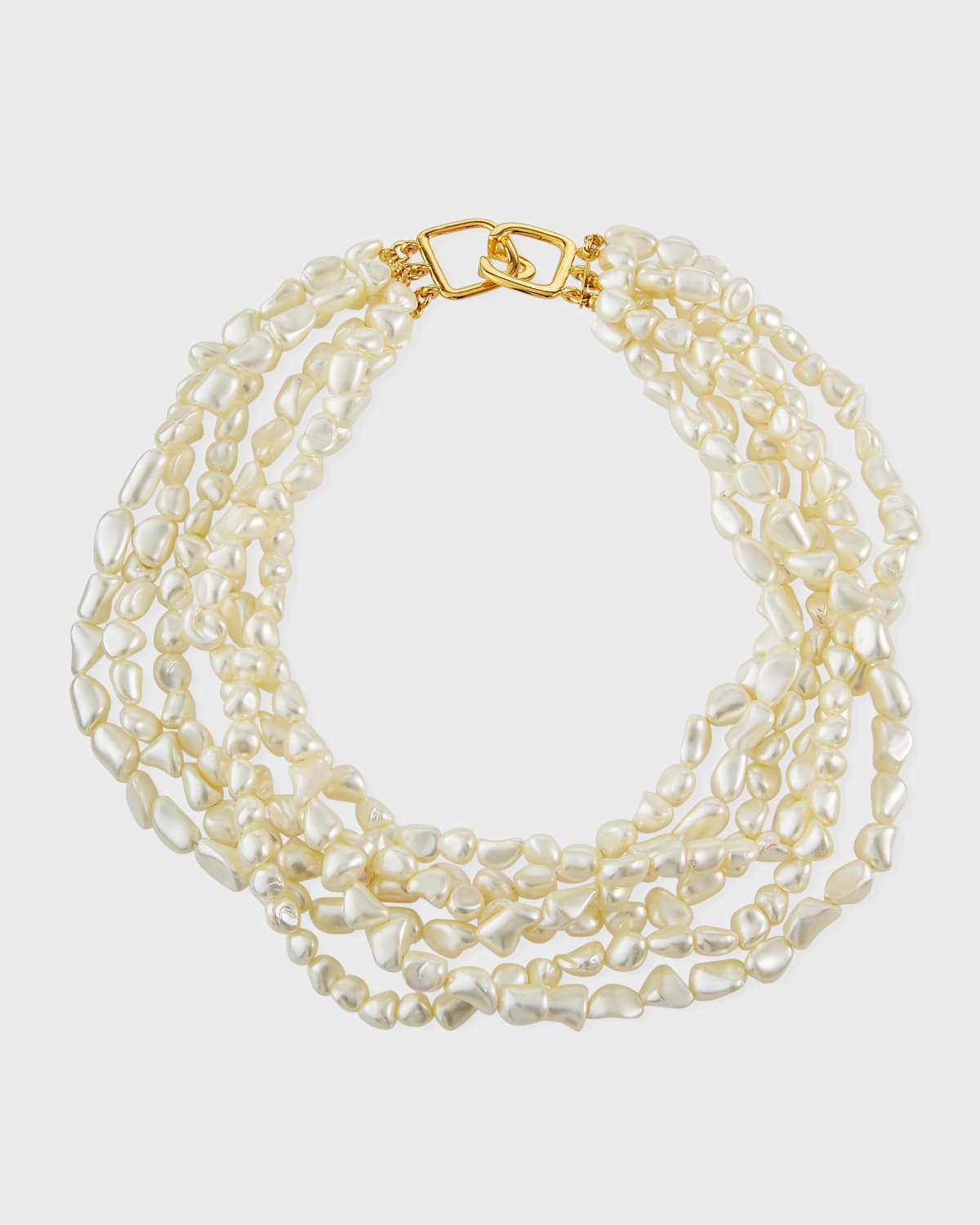 6-Row Twist Necklace, White