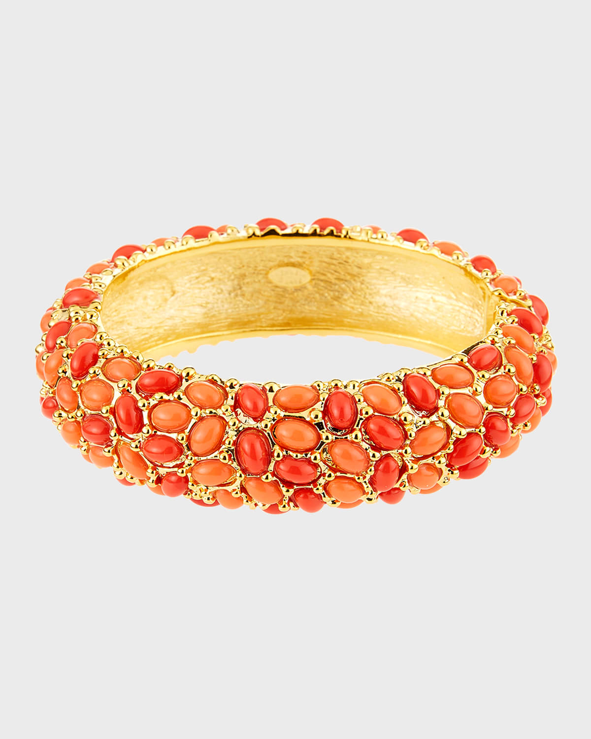 Kenneth Jay Lane Hinged Cabochon Crystal Bracelet, Coral