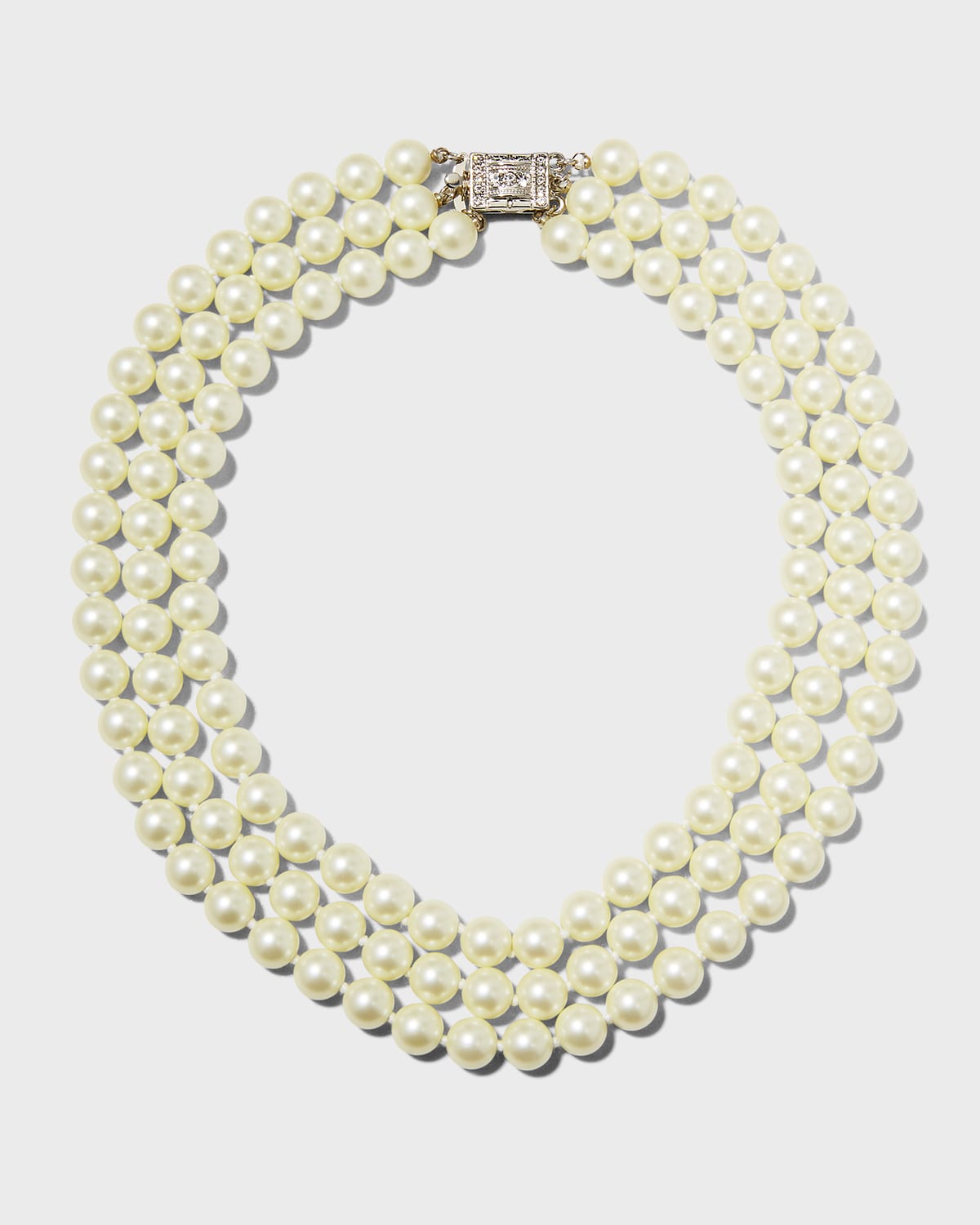 Kenneth Jay Lane Deco 3-row Pearly Necklace