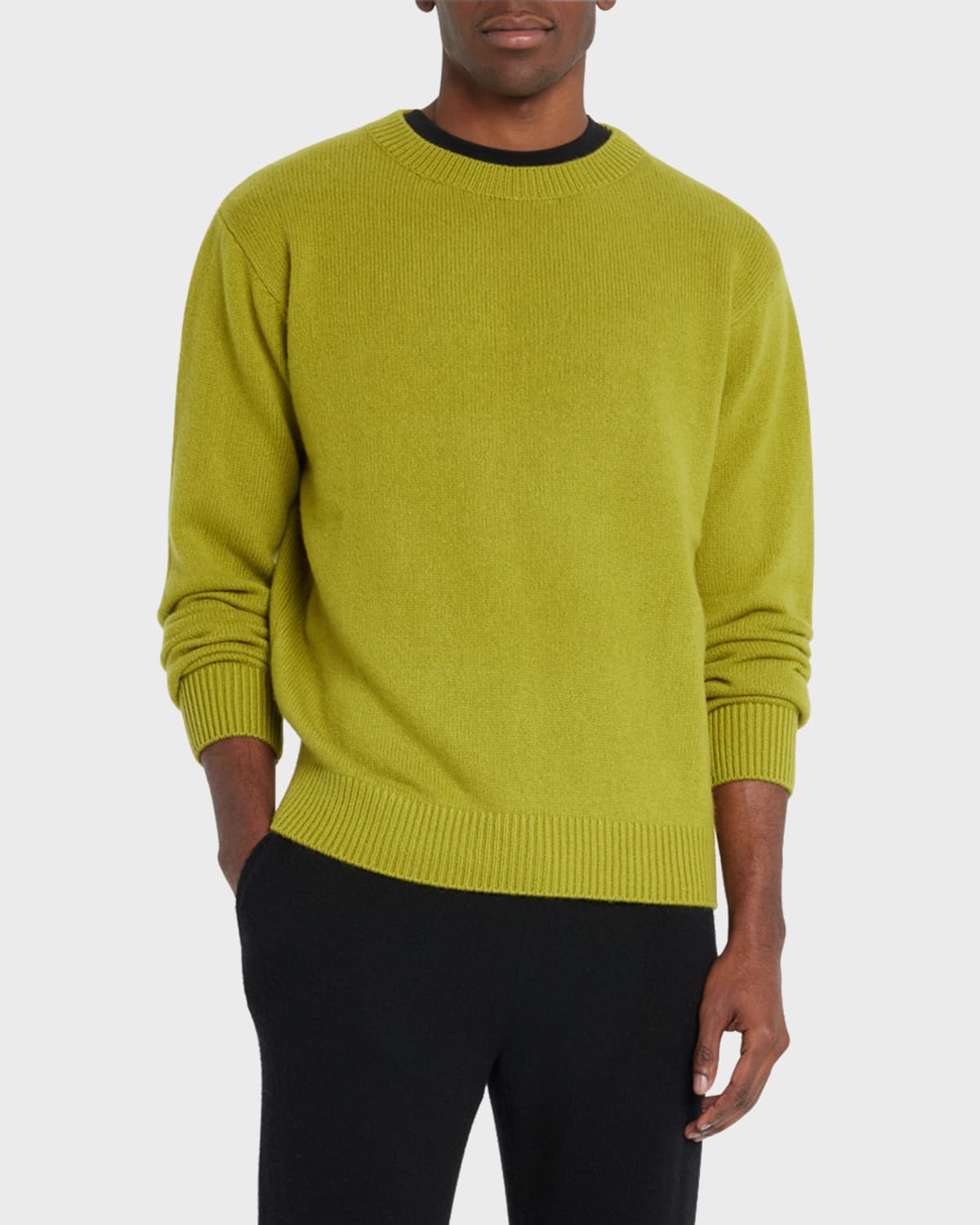 Shop The Elder Statesman Men's Heavyweight Cashmere Sweater In Snap Pea