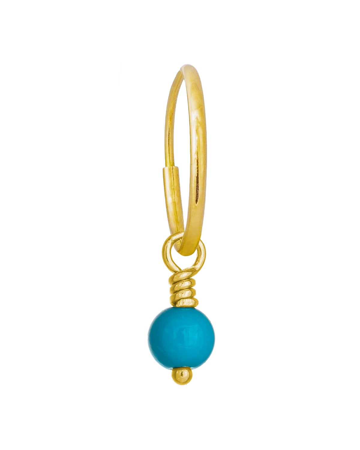 18K Turquoise Bead Drop Earring, Single, 4mm