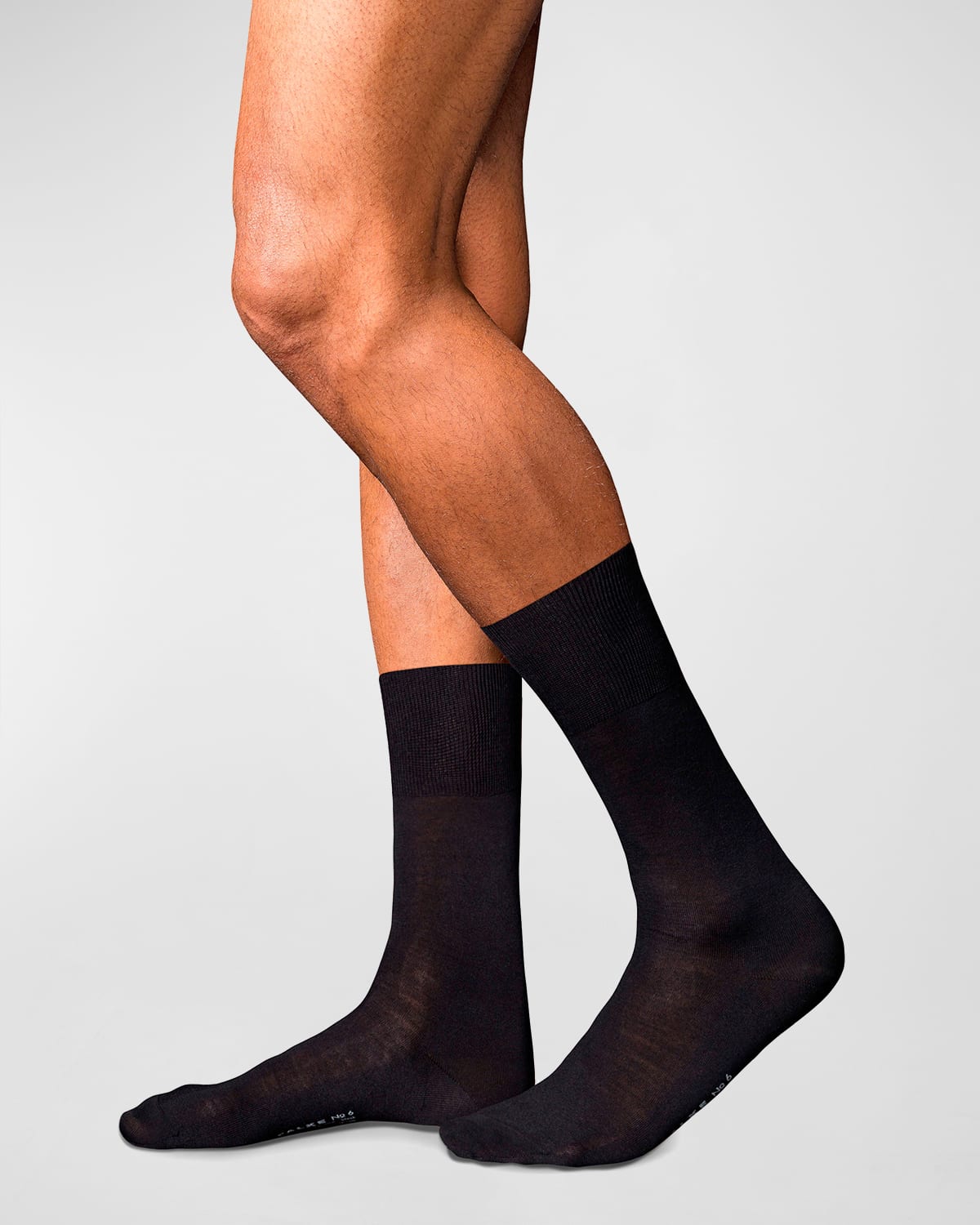Shop Falke Men's No. 6 Merino-silk Dress Socks In Black