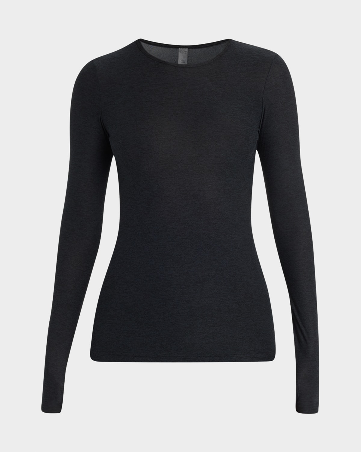 Shop Beyond Yoga Classic Crew Pullover W/ Thumbholes In Black