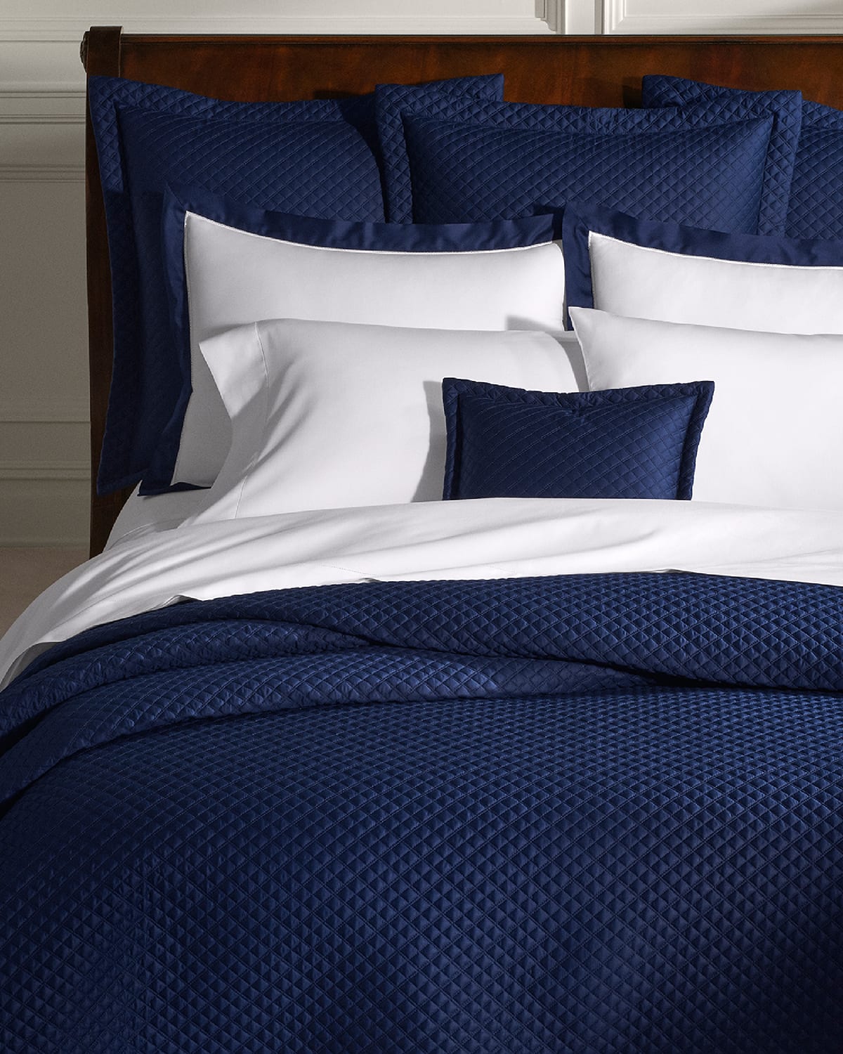 Polo Ralph Lauren Quilted Sateen Argyle King Quilt In Navy