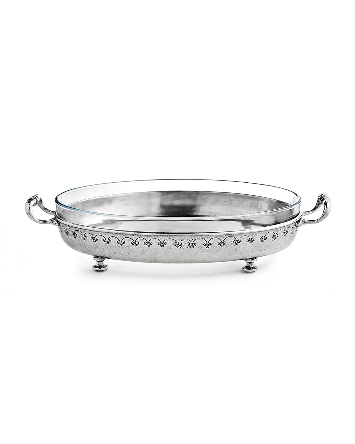 Shop Arte Italica Tavola Backing Dish With Stand In Pewter