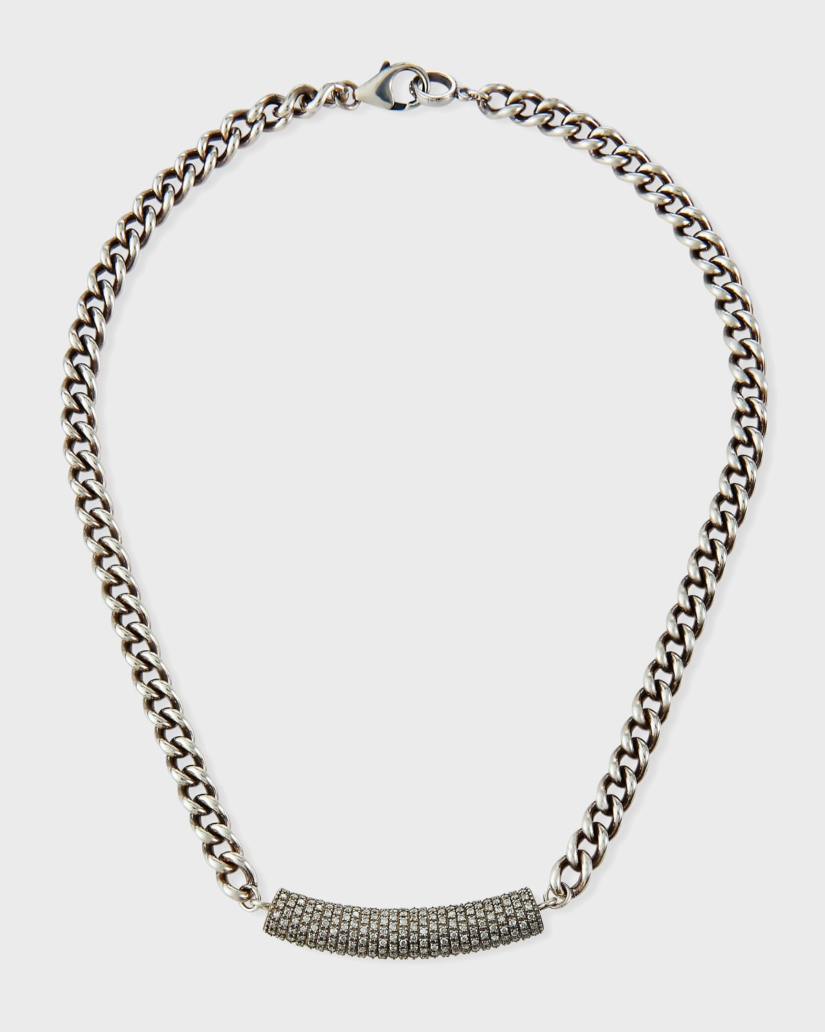 7mm Short Curb Chain & Diamond Necklace
