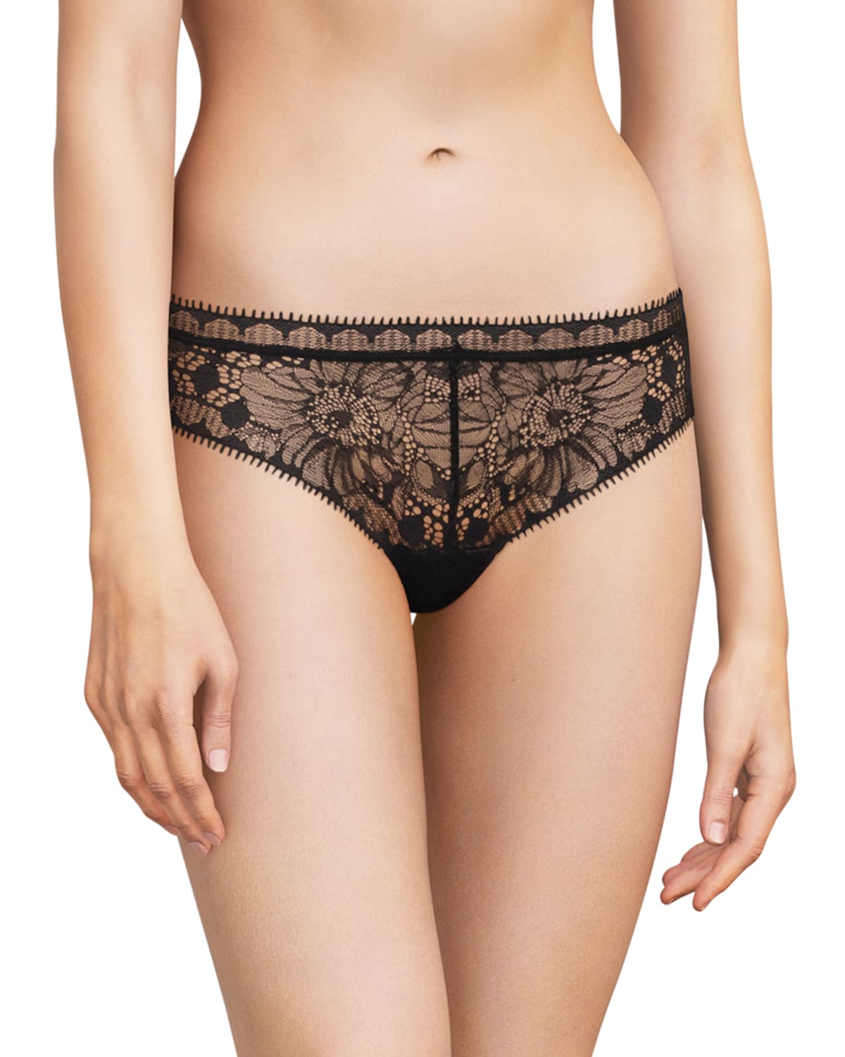 Shop Chantelle Day To Night Sheer Lace Tanga In Black