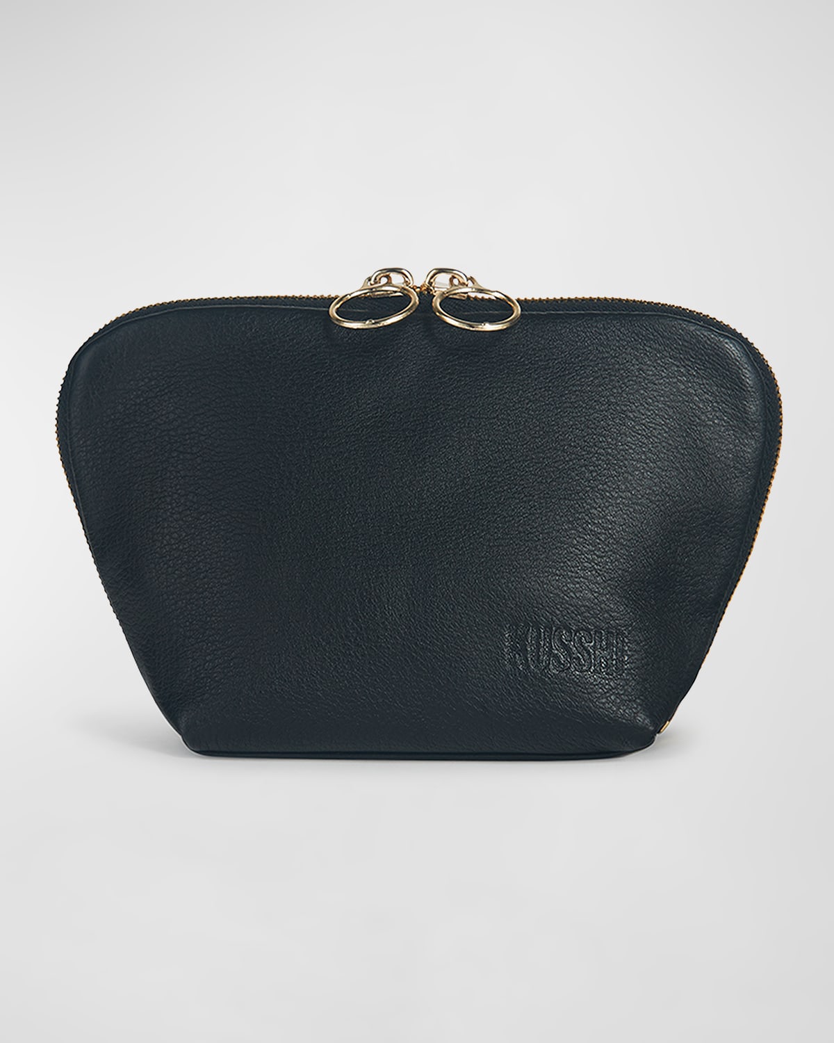 Shop Kusshi Everyday Leather Makeup Bag In Black  Leopard Leather