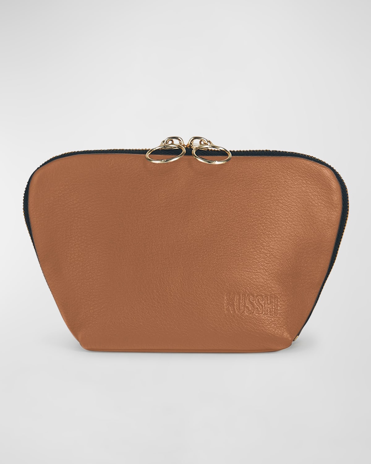 Shop Kusshi Everyday Leather Makeup Bag In Camel Red Leather