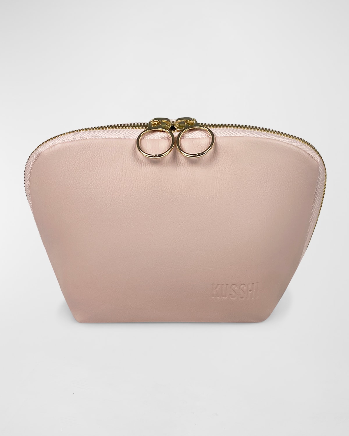 Kusshi Everyday Leather Makeup Bag In Blush /cool Grey