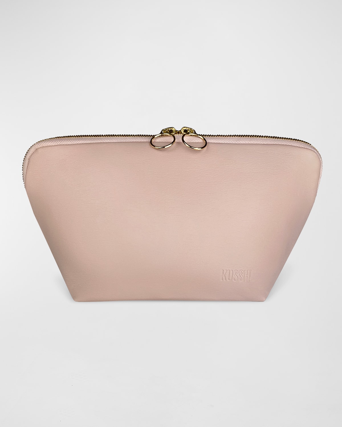 Kusshi Signature Leather Makeup Bag In Blush /cool Grey