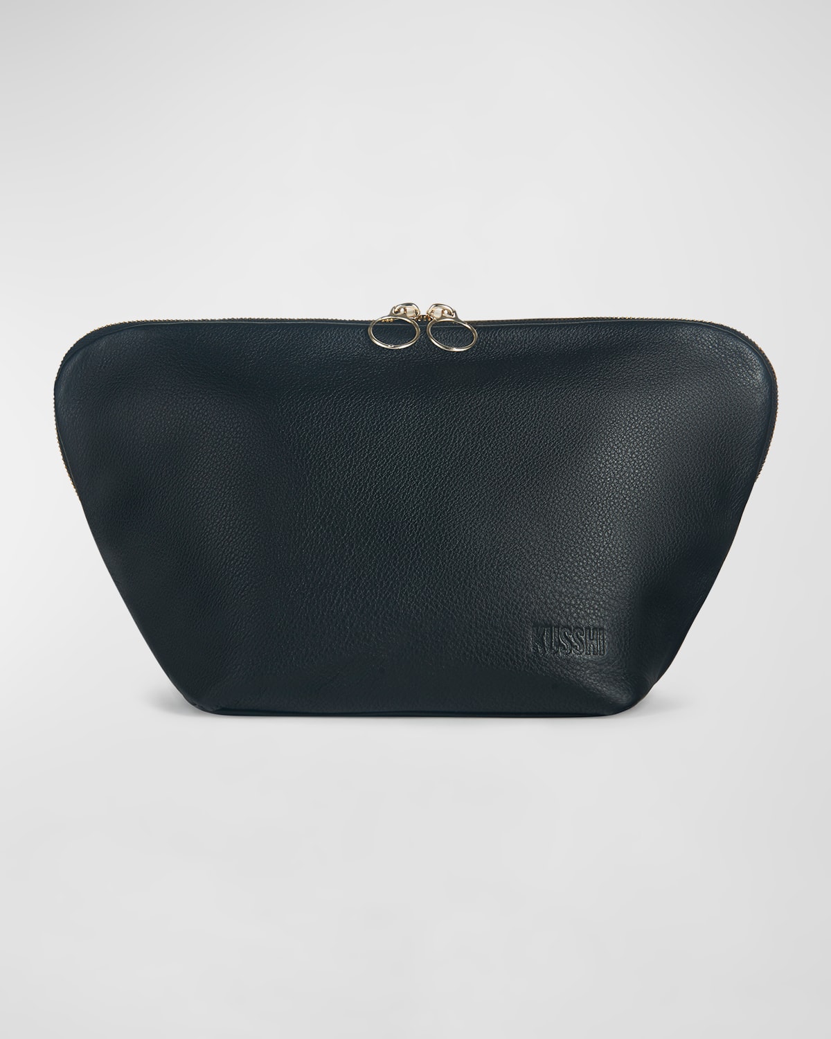 Kusshi Vacationer Leather Makeup Bag In Black/cool Grey