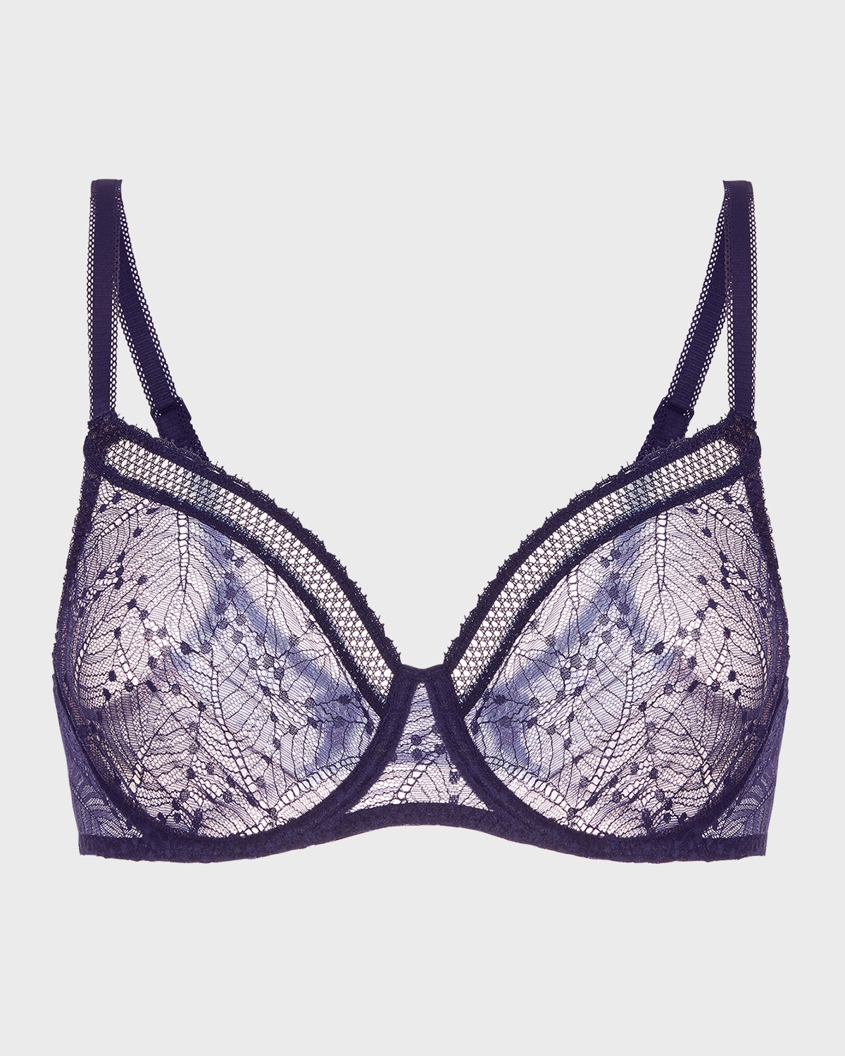 Simone Perele Comete Molded Full Cup Convertible Lace Bra In Midnight