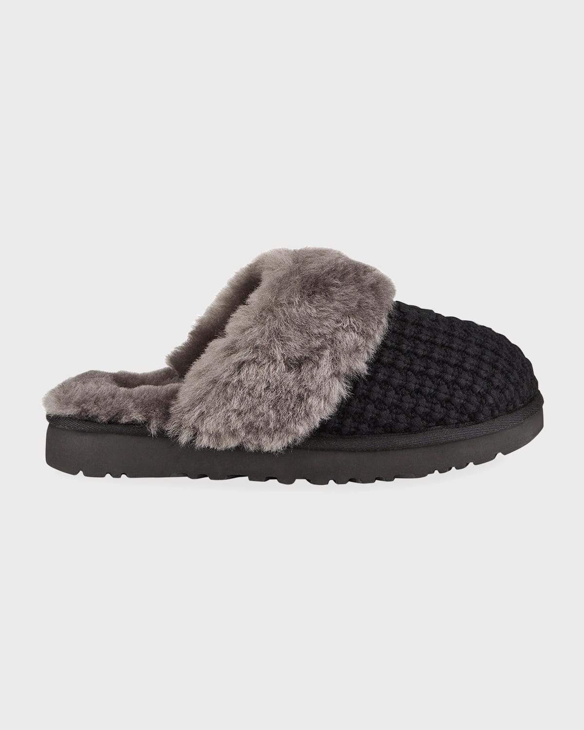 Ugg Cozy Knit Genuine Shearling Slipper In Black