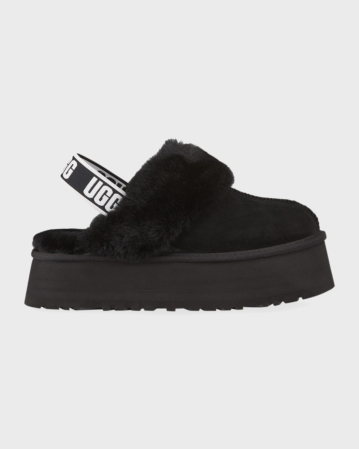 Funkette Suede Shearling Platform Slippers