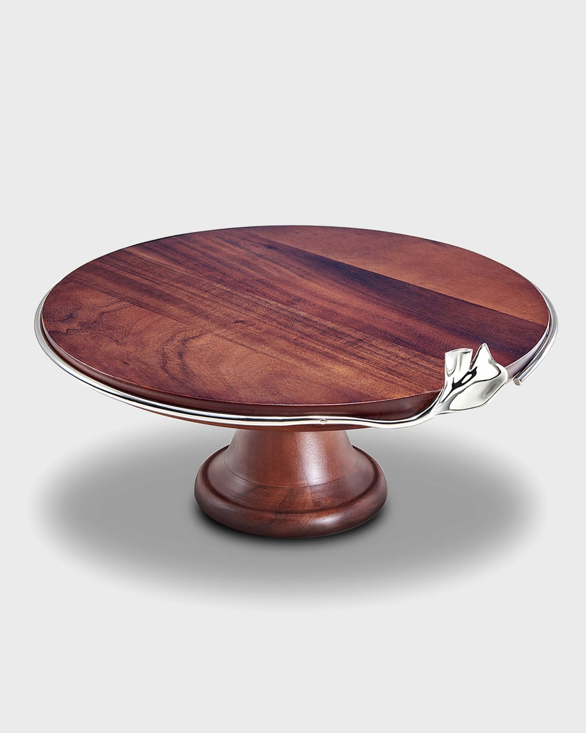 Shop Mary Jurek Wood Cake Stand With Leaf Detail In Wood And Metal