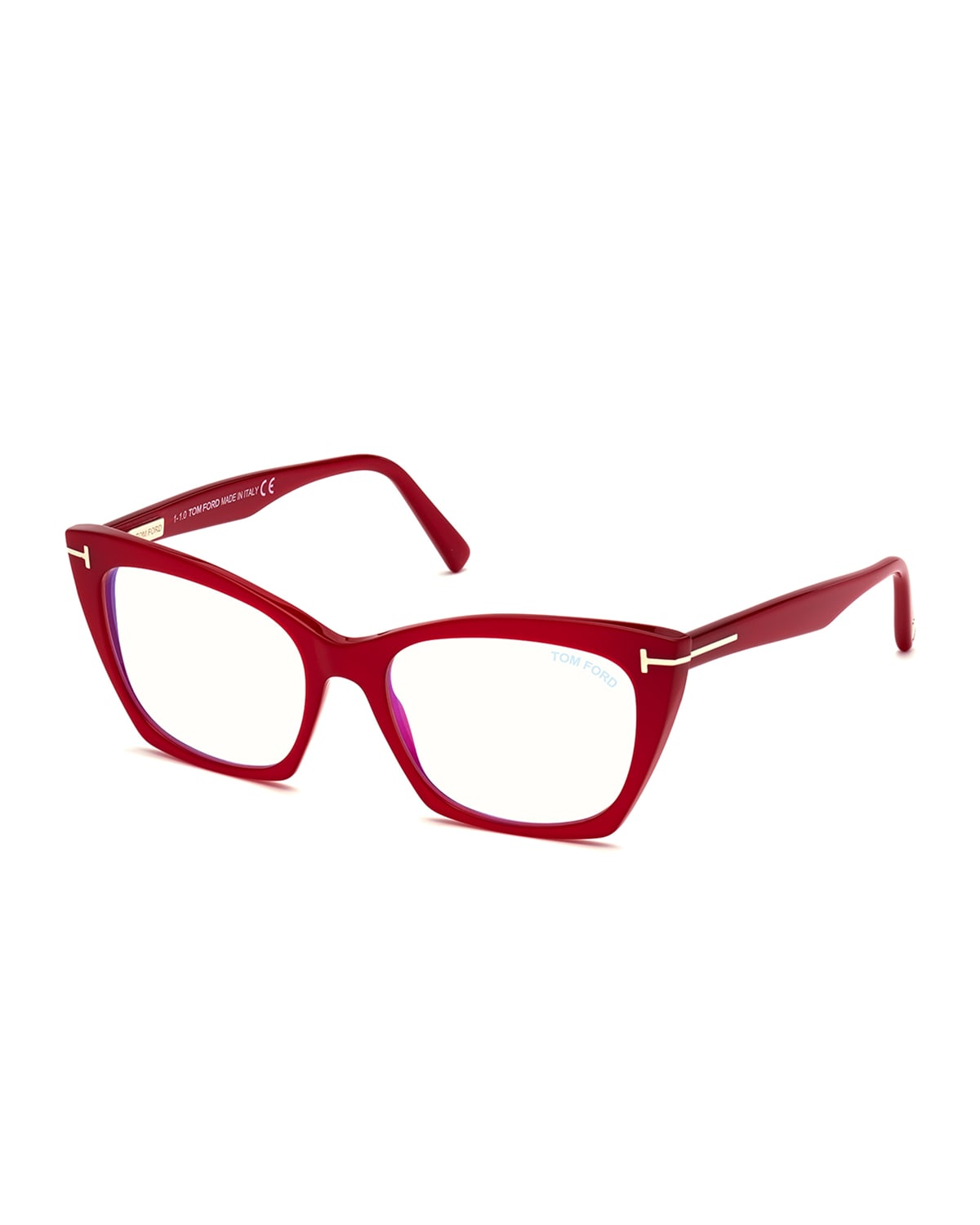 Shop Tom Ford Blue Block Acetate Cat-eye Optical Glasses In Red