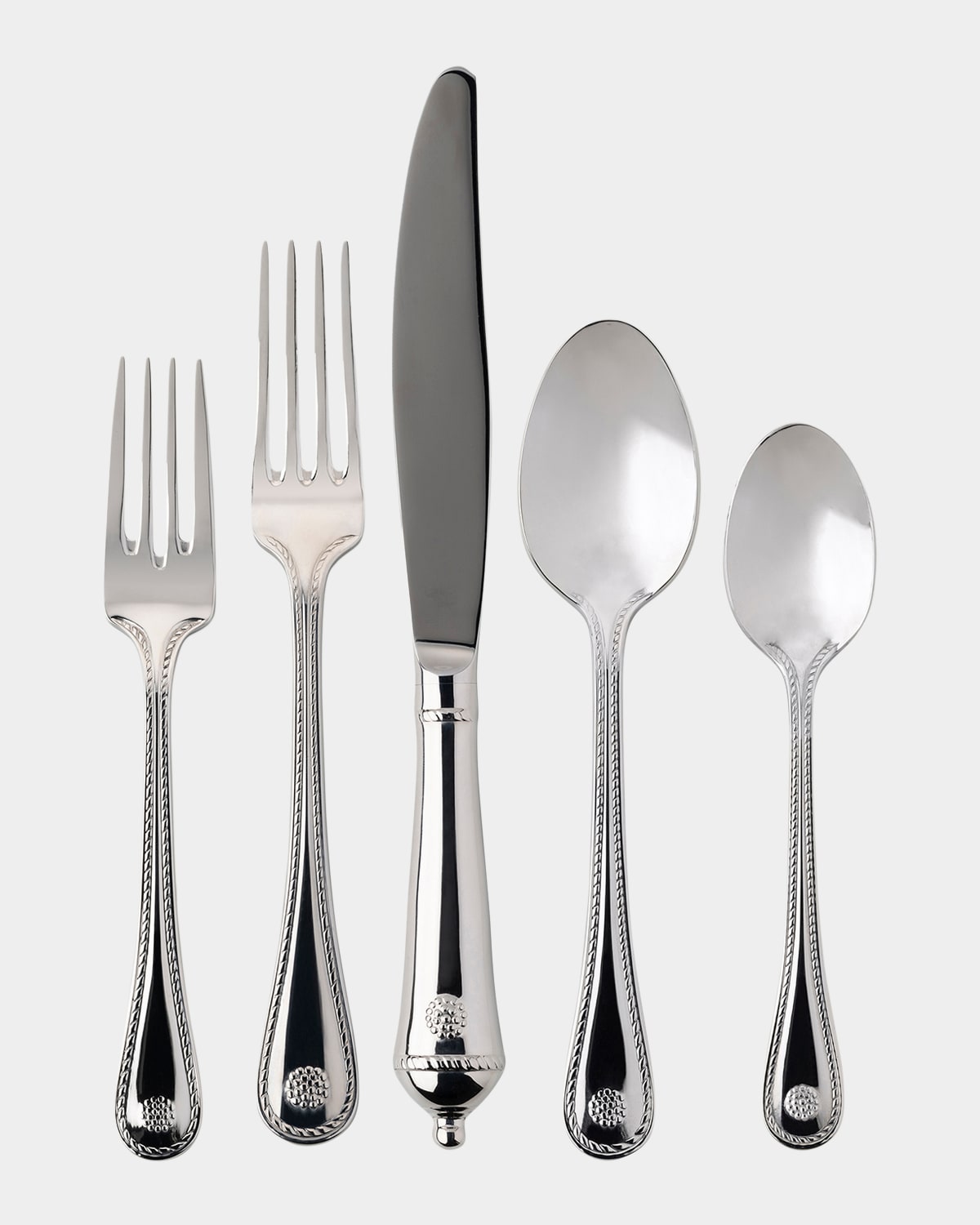 Shop Juliska 5-piece Polished Berry & Thread Flatware Set In Silver