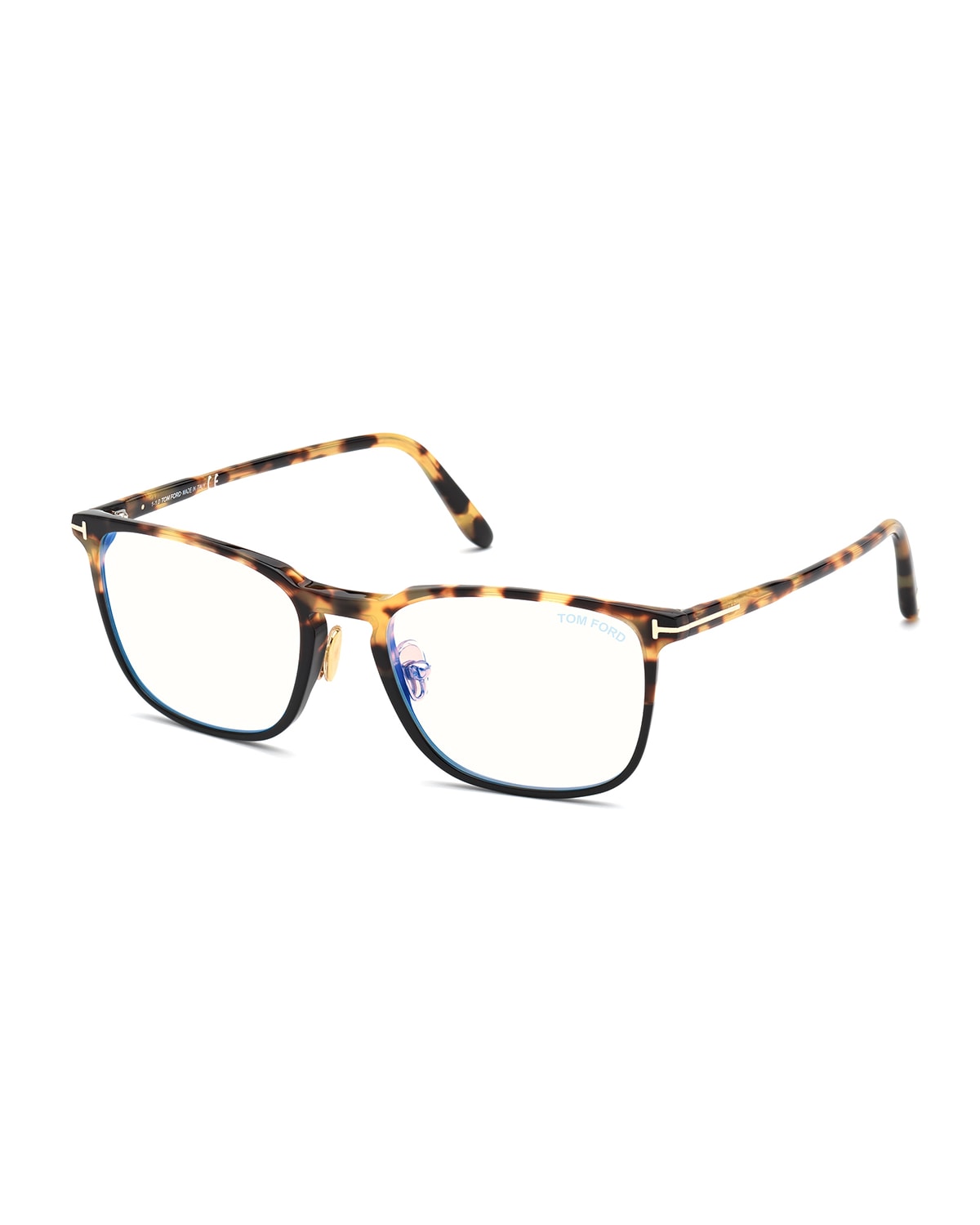 Tom Ford Blue Block Square Plastic Optical Glasses In Tortoise