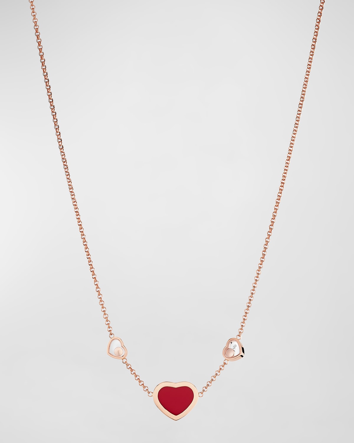Chopard Happy Hearts 18K Rose Gold Diamond and Carnelian Necklace