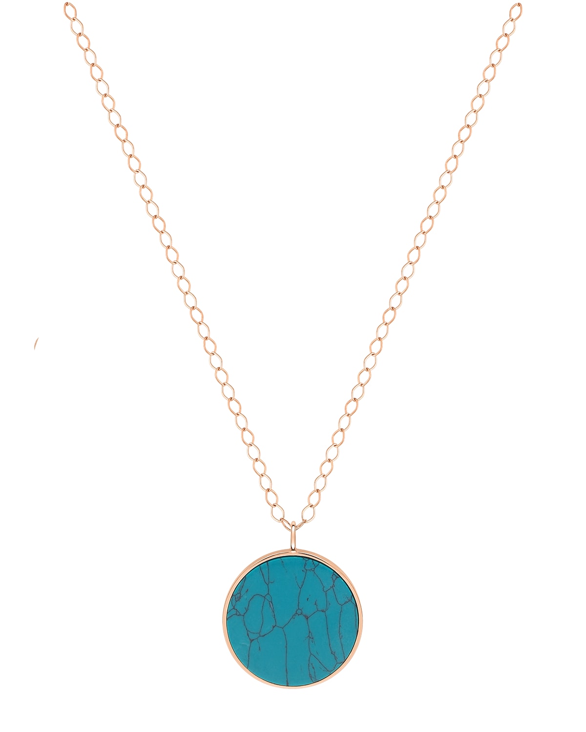Ginette Ny Jumbo Turquoise Disc On Chain Necklace