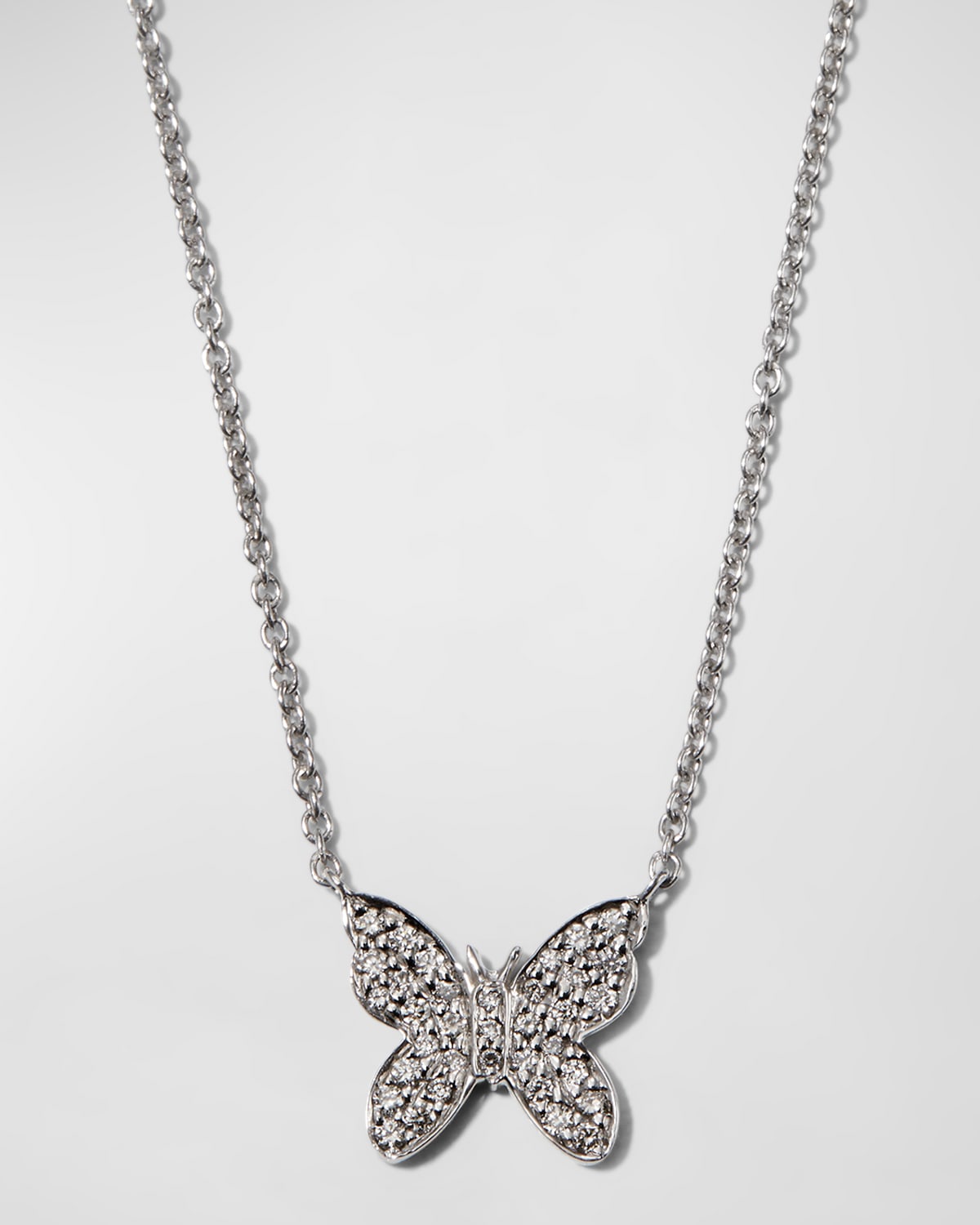 Sydney Evan 14k White Gold Diamond Butterfly Necklace