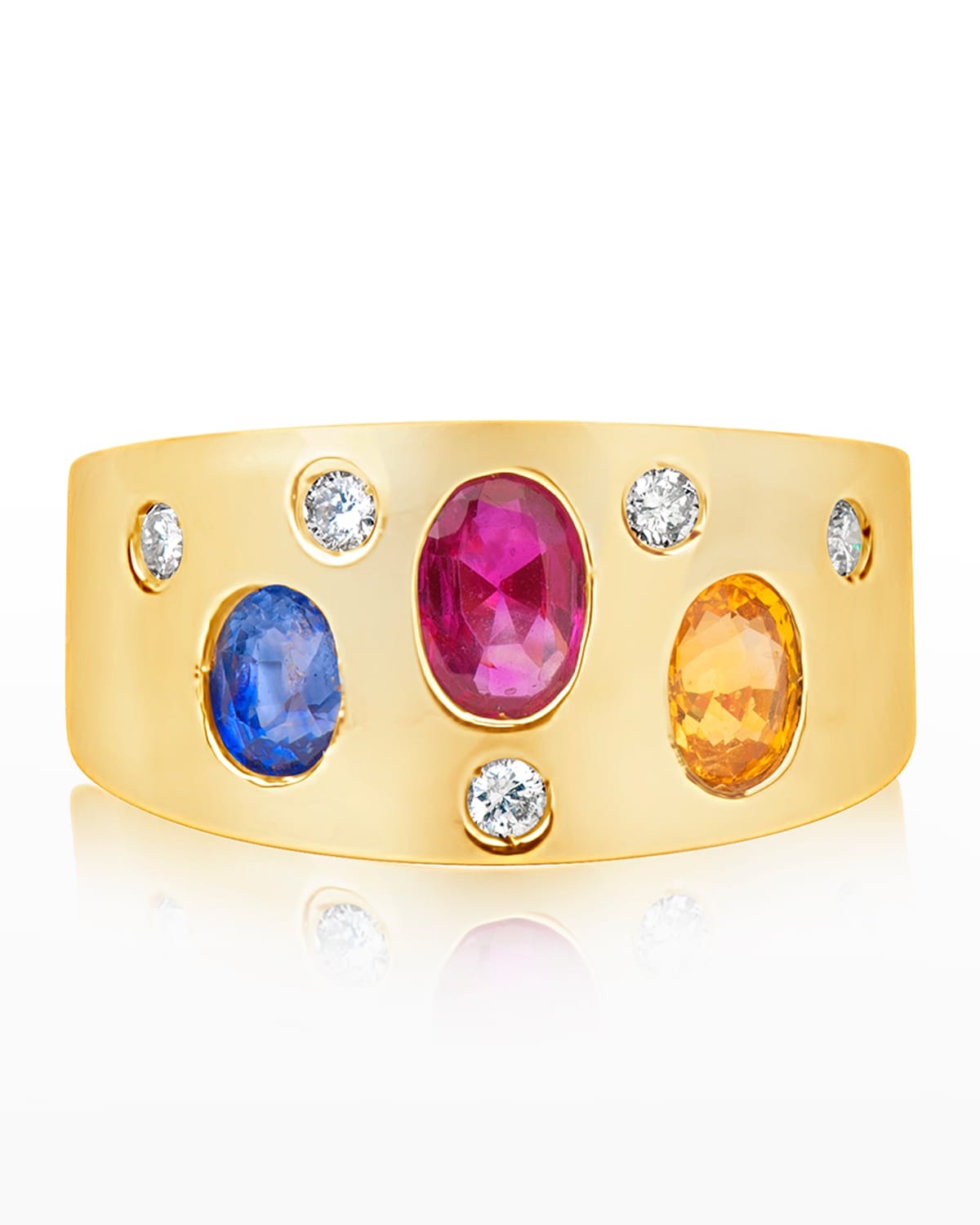 Andreoli Yellow Gold Diamond, Ruby and Sapphire Ring