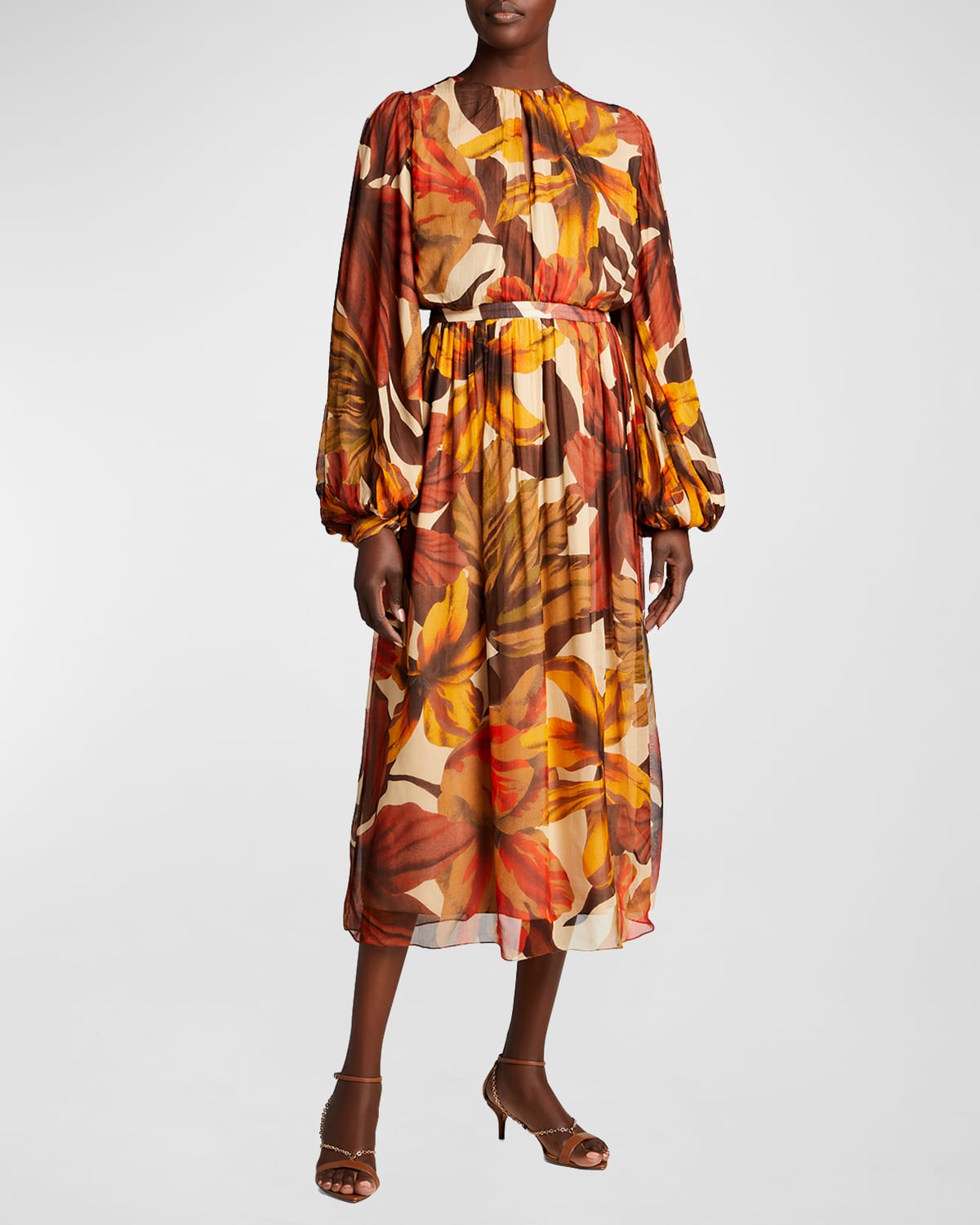 Vida Mia Floral-Print Viscose Crepe A-Line Dress