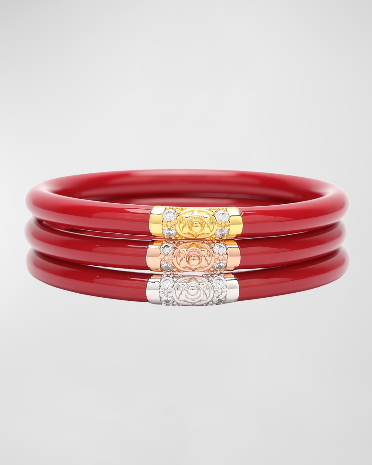 Budhagirl Three Kings All Weather Bangles In Red