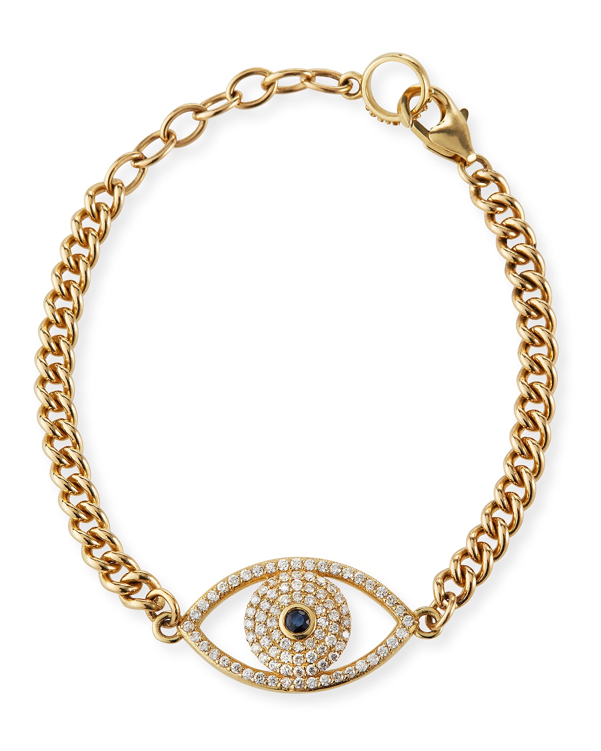 5mm 14k Diamond Evil Eye Chain Bracelet