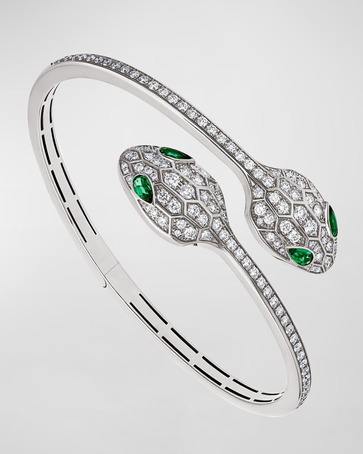 Serpenti Bypass Bracelet in 18k White Gold and Diamonds, Size L
