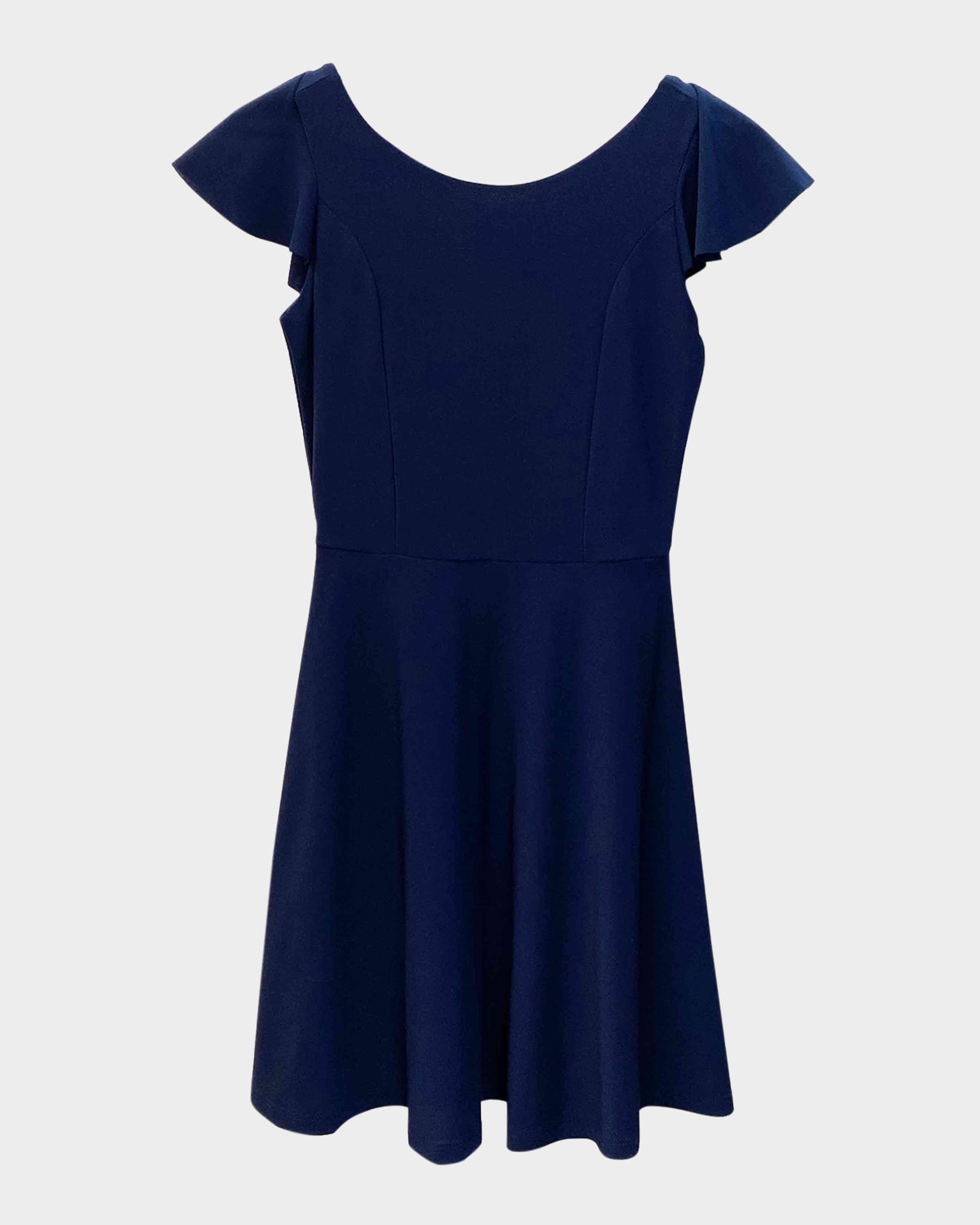 Un Deux Trois Girl's Flutter Short-sleeve Dress In Blue
