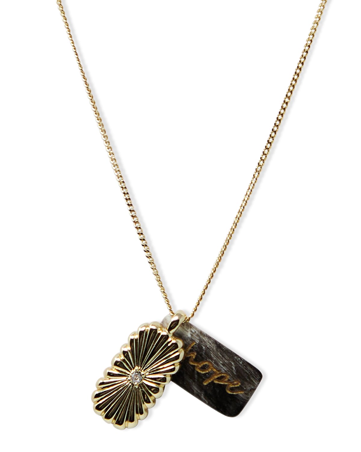 Akola Hope Inspirational Chain Pendant Necklace With Horn In Black