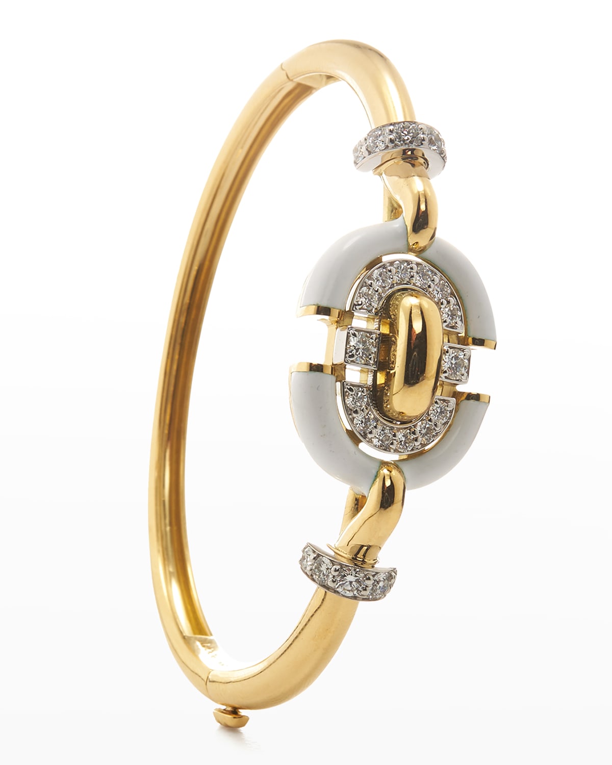 18K Gold & White Enamel Unity Bracelet w/ Diamonds