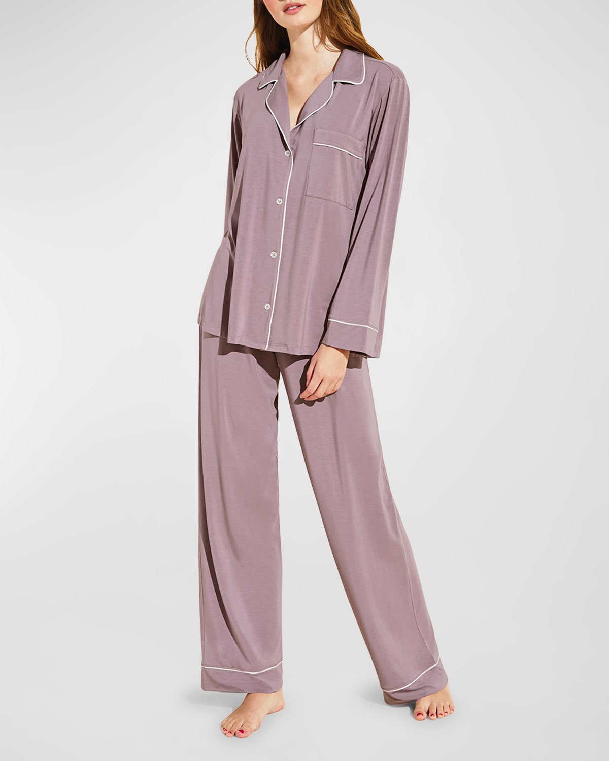 Eberjey Gisele Long Pajama Set In Mauve