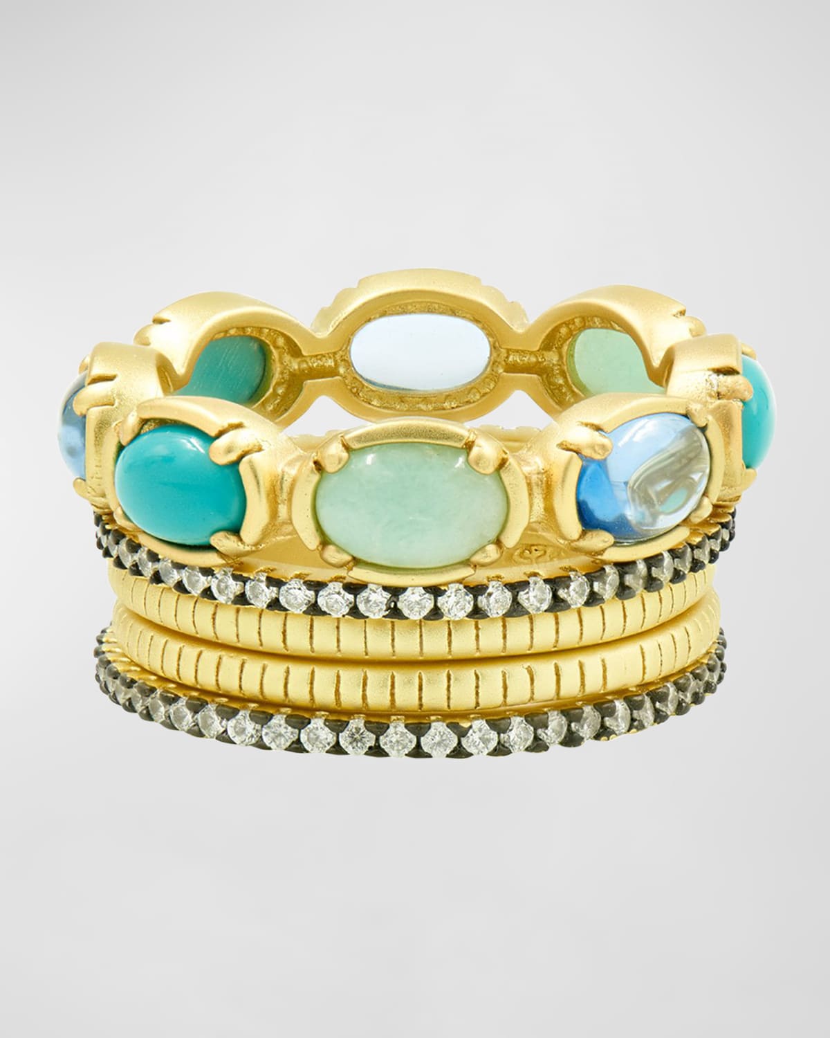 Freida Rothman Multi Stone Stack Rings, Set Of 5 In Gold