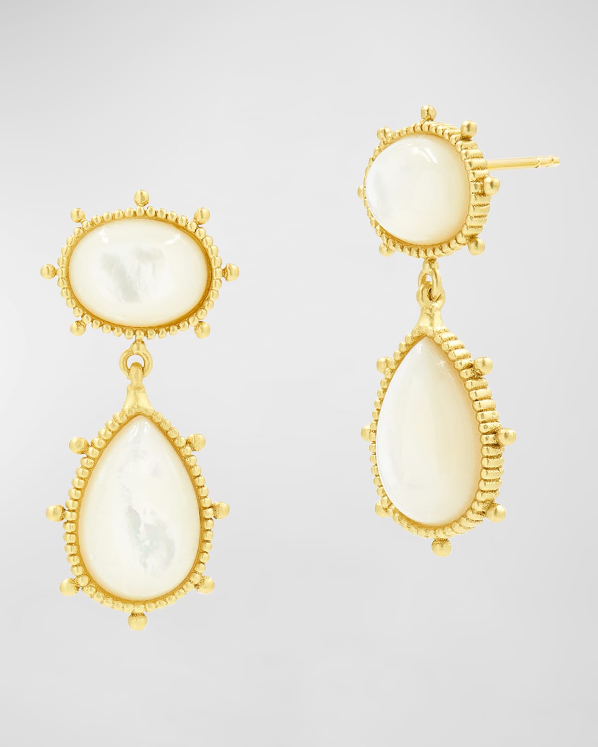 Oval and Pear Stone Drop Earrings in Mother of Pearl